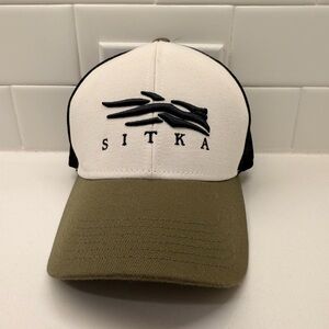 Sitka Trucker Hat in White and Olive